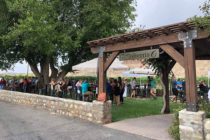 The Colterris Winery Courtyard on a Busy summer afternoon